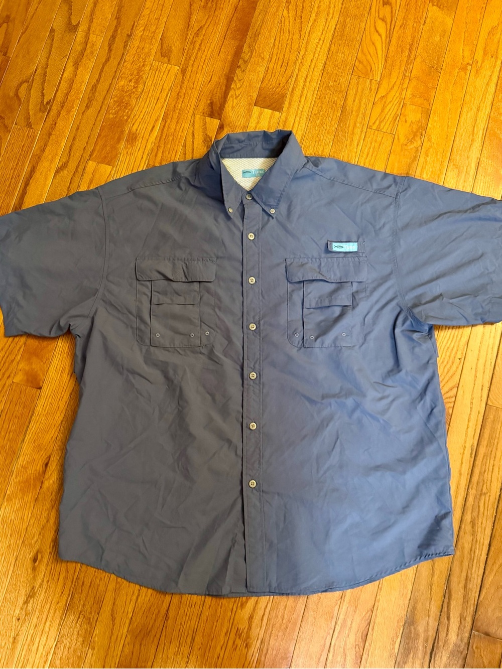 Men's Short-Sleeve Button-Up Fishing Shirt - Slate Blue